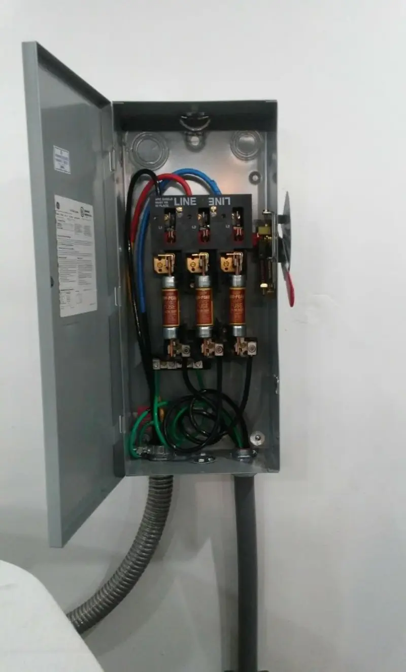 Three-phase disconnect switch installed for Smoke Detector Installation in Carmel